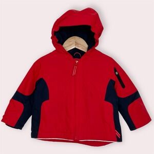 Lands' End Kids Hooded Jacket Red Navy Insulated Winter Size 12-18 months